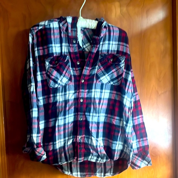 ARTIZIA TNA hooded plaid flannel shirt - Picture 1 of 7